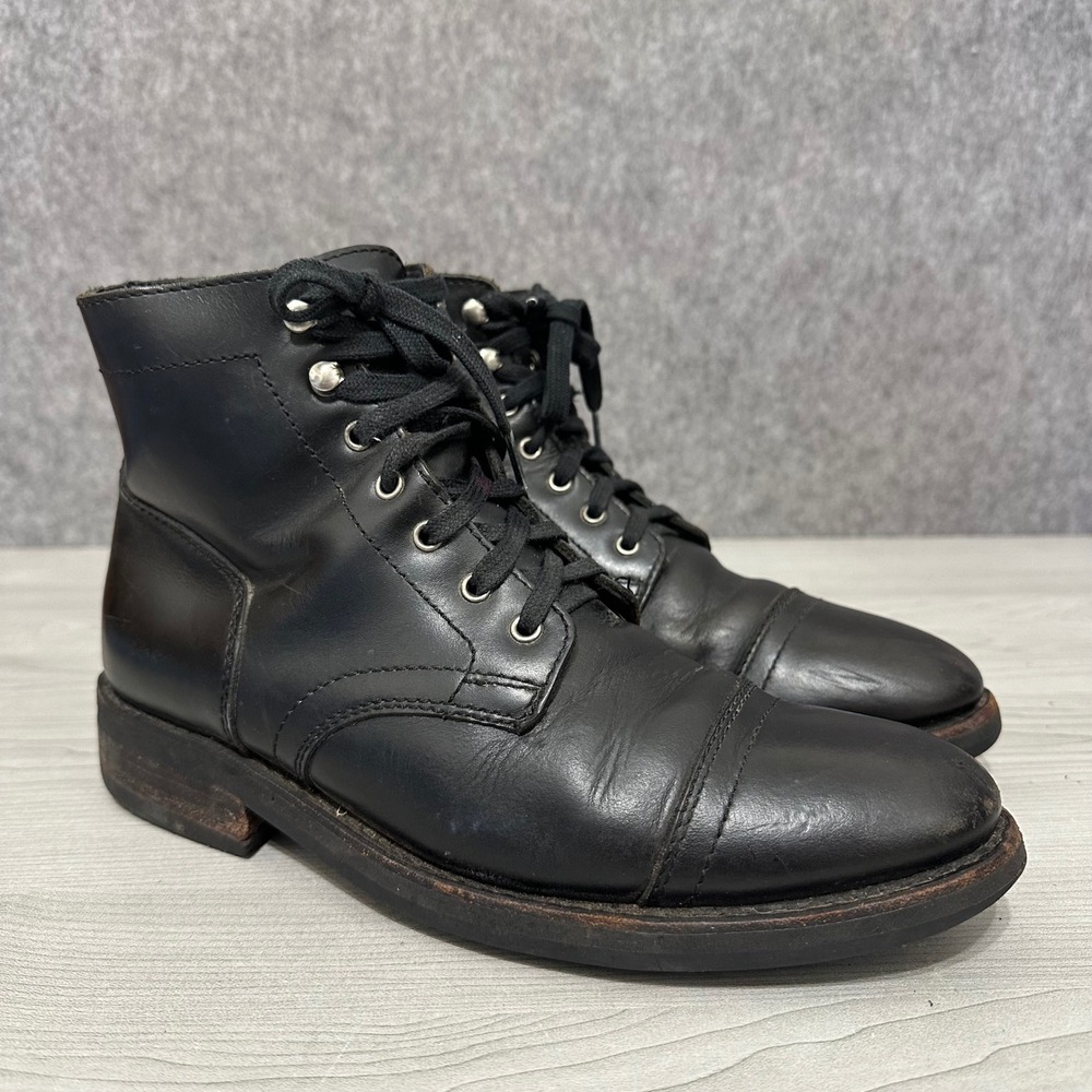 Thursday Boot Company Captain Mens Size 8 Black Leather Lace Up Cap Toe Boots